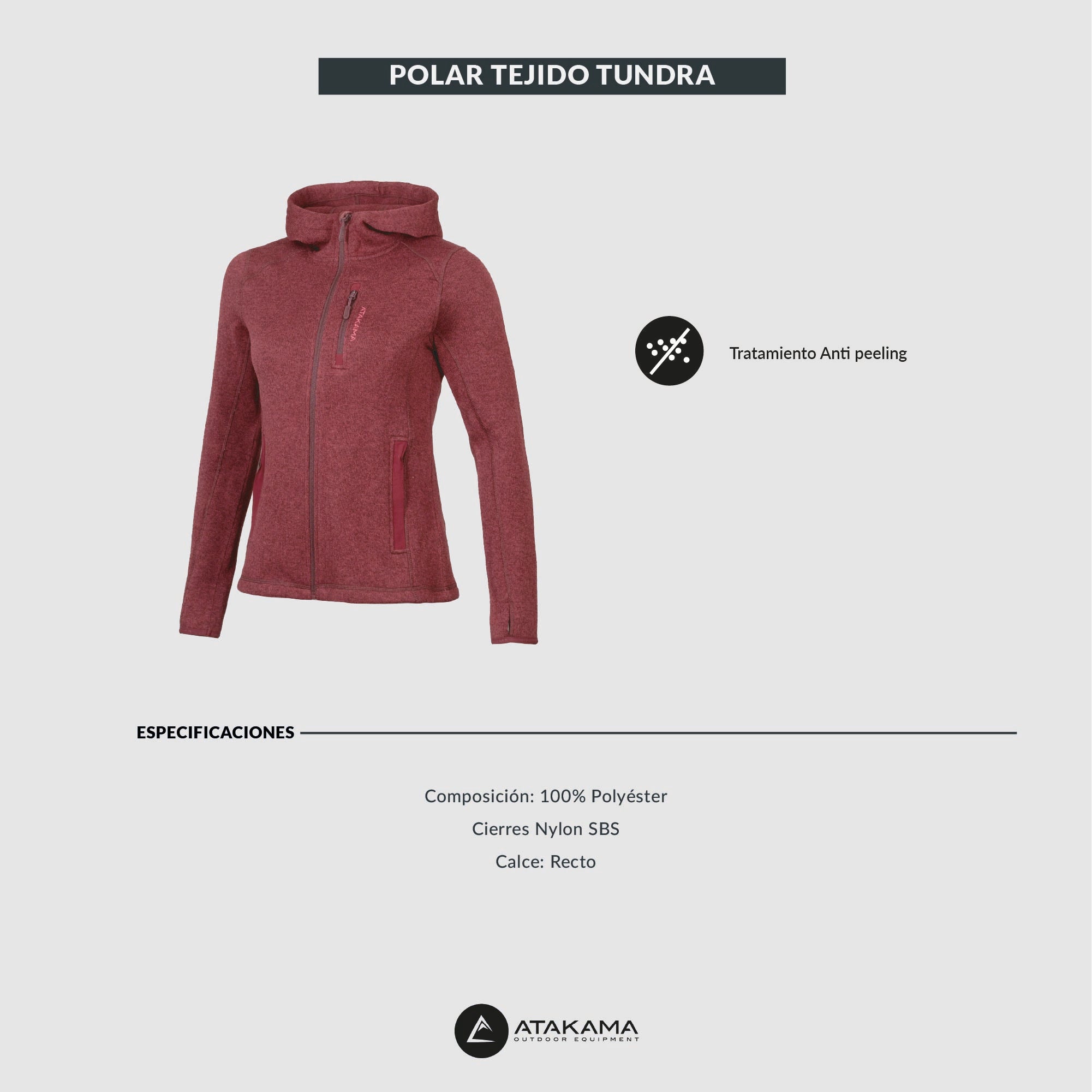 Polar tejido hoddie Full-Zip mujer Tundra jaspeado Gris