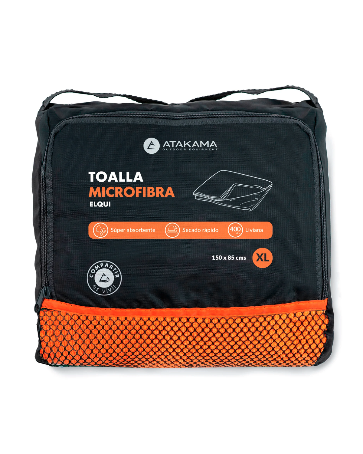 Toalla microfibra Elqui XL Naranjo