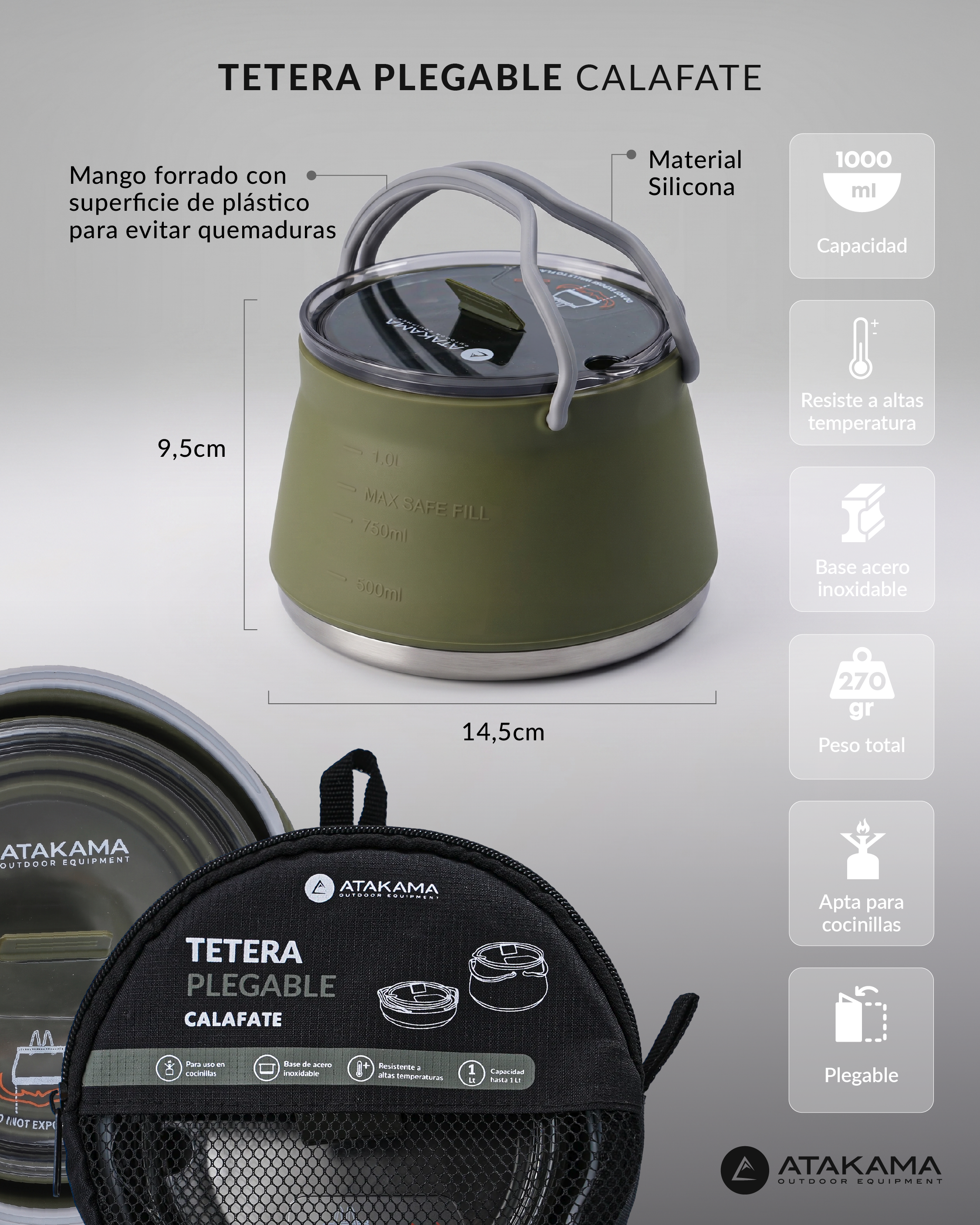 Tetera plegable Calafate 1 lt