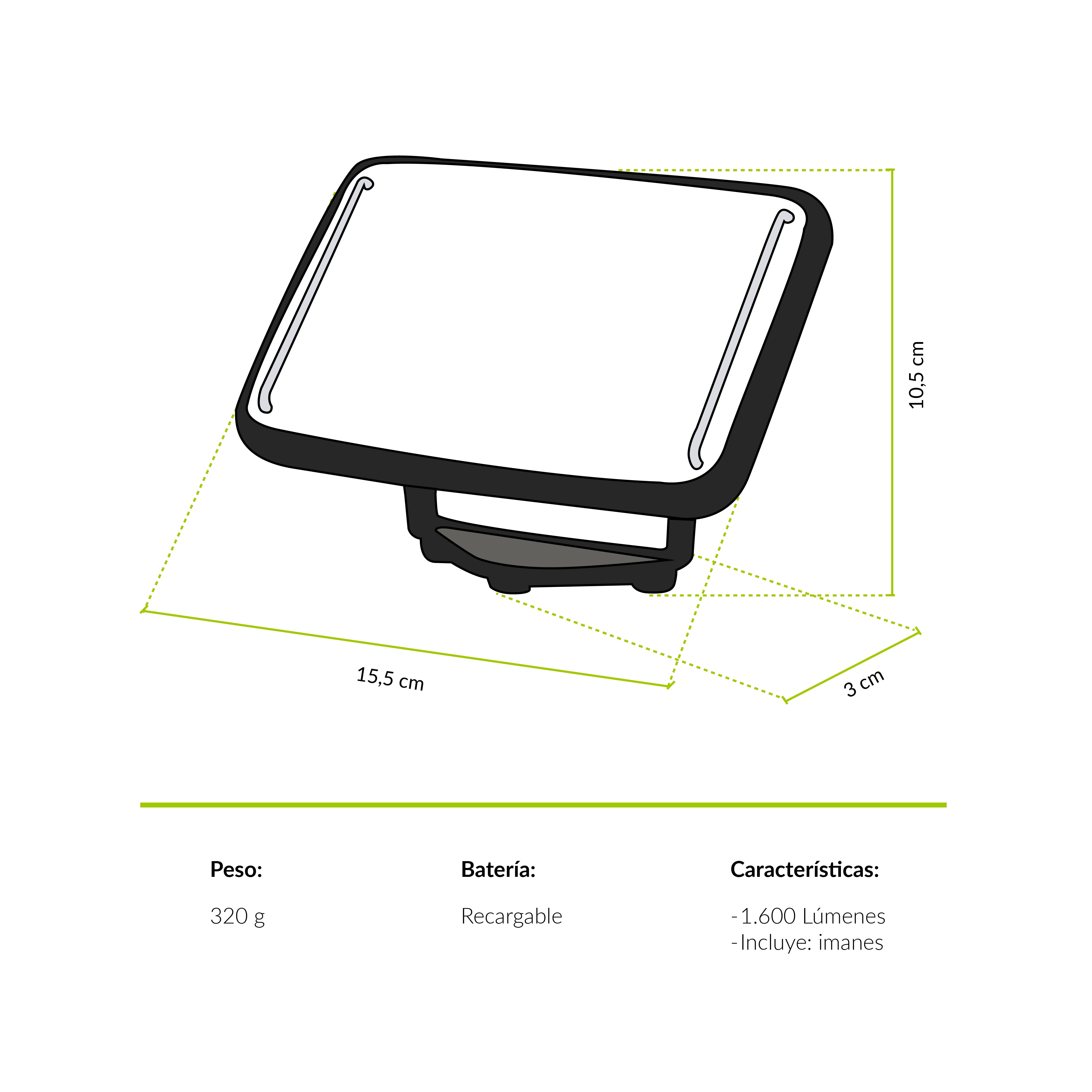 Foco outdoor Tololo 1600 lm camping/trekking