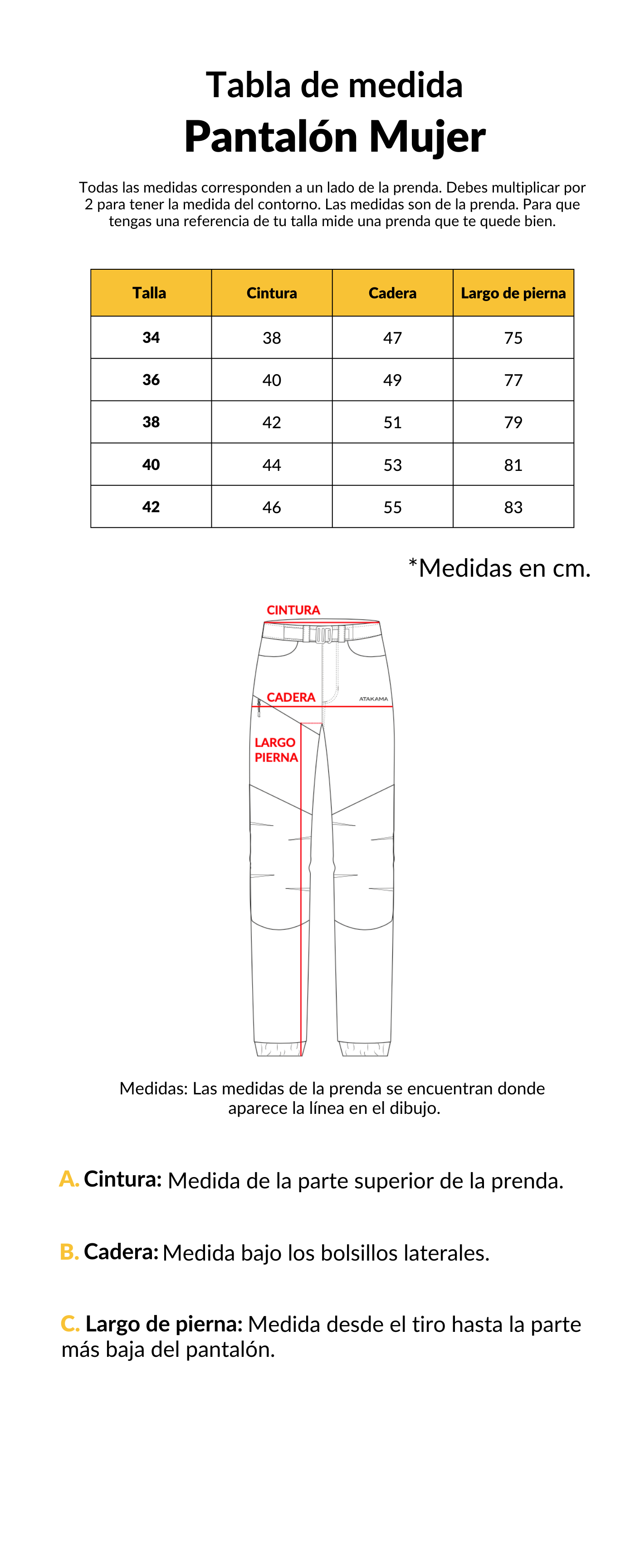 Tabla Medidas Talla S Pantalon Mujer Tallas De Mujer De Pantalon