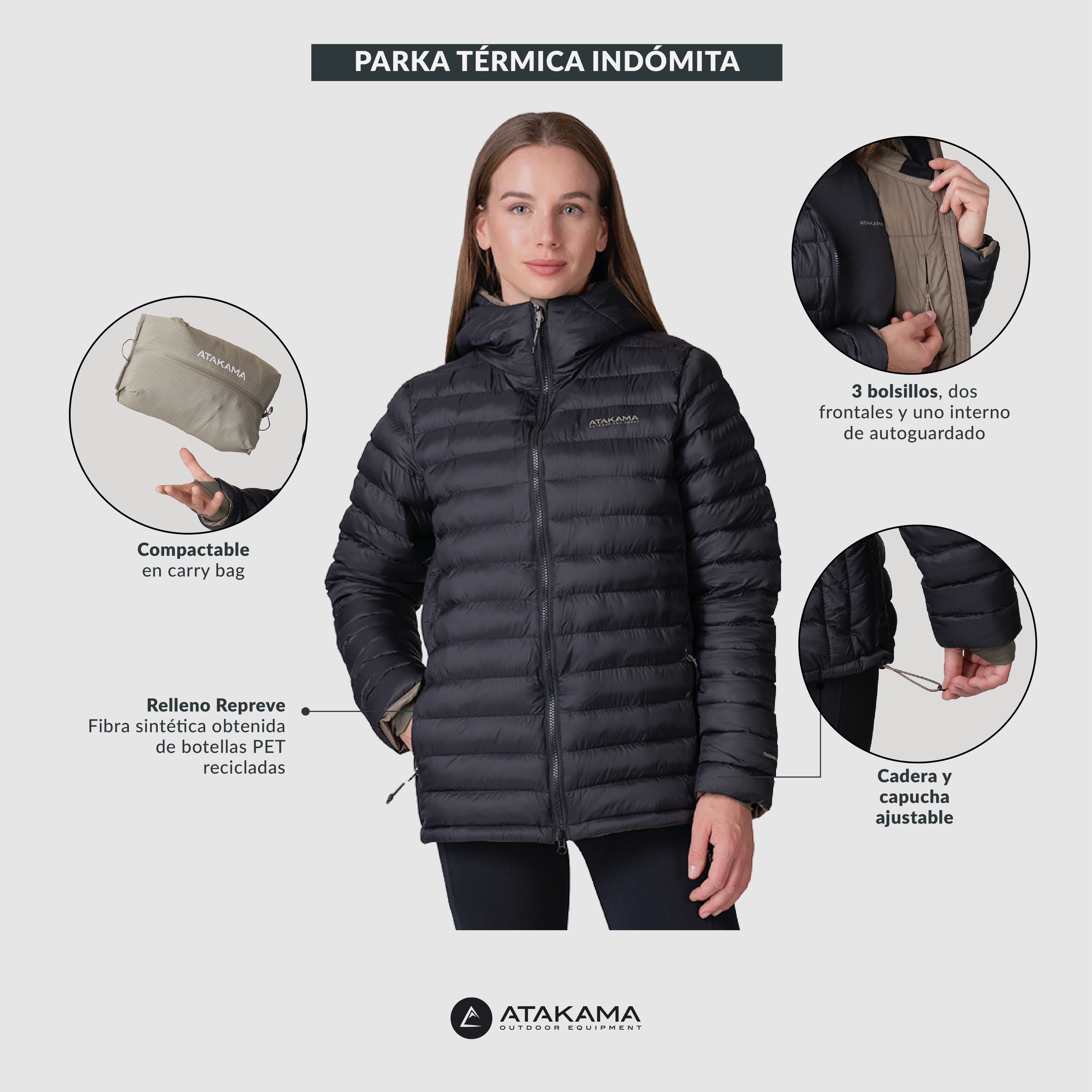 Parka Termica Indomita Mujer Negro