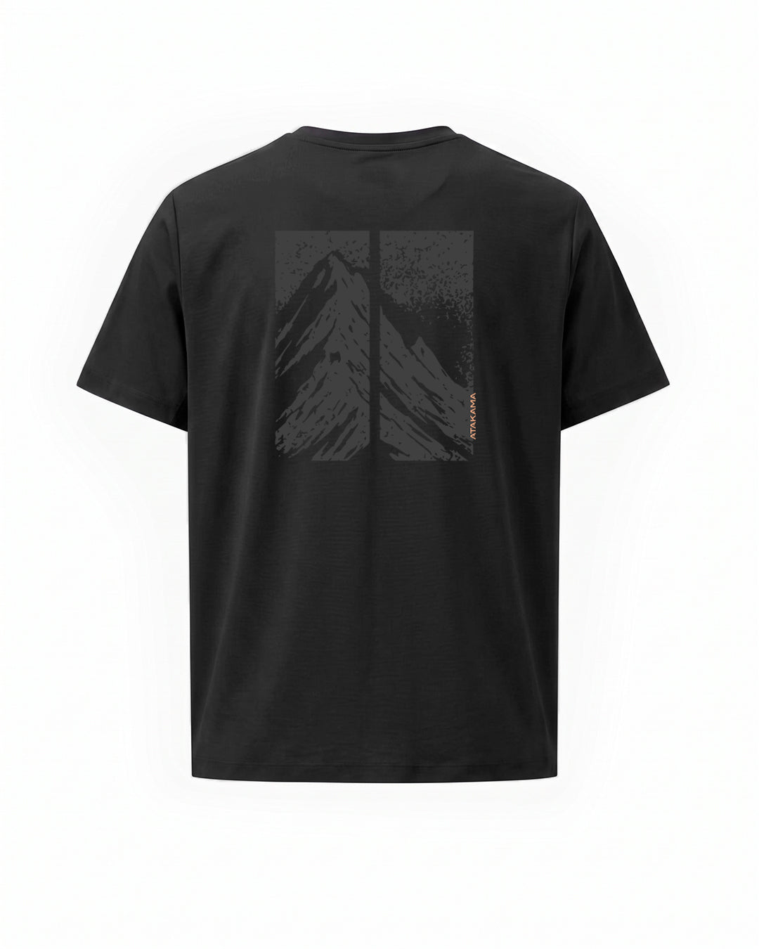 Polera Algodón Manga Corta Montañas Textura Negro