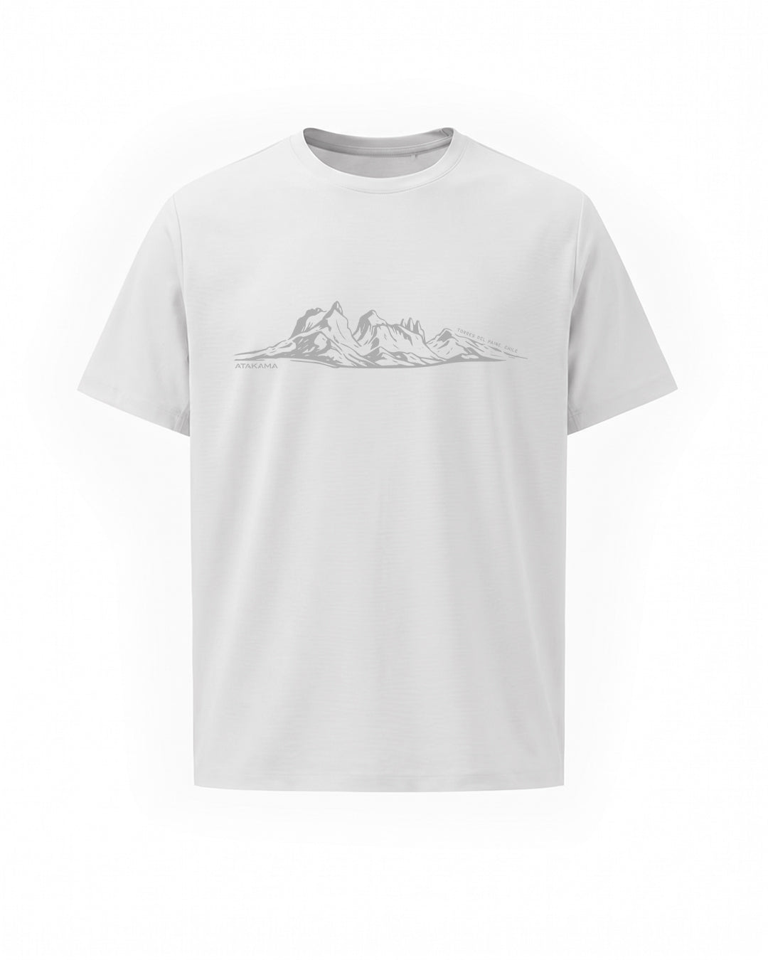 Polera Algodón Manga Corta Torres del Paine Perfil Blanco