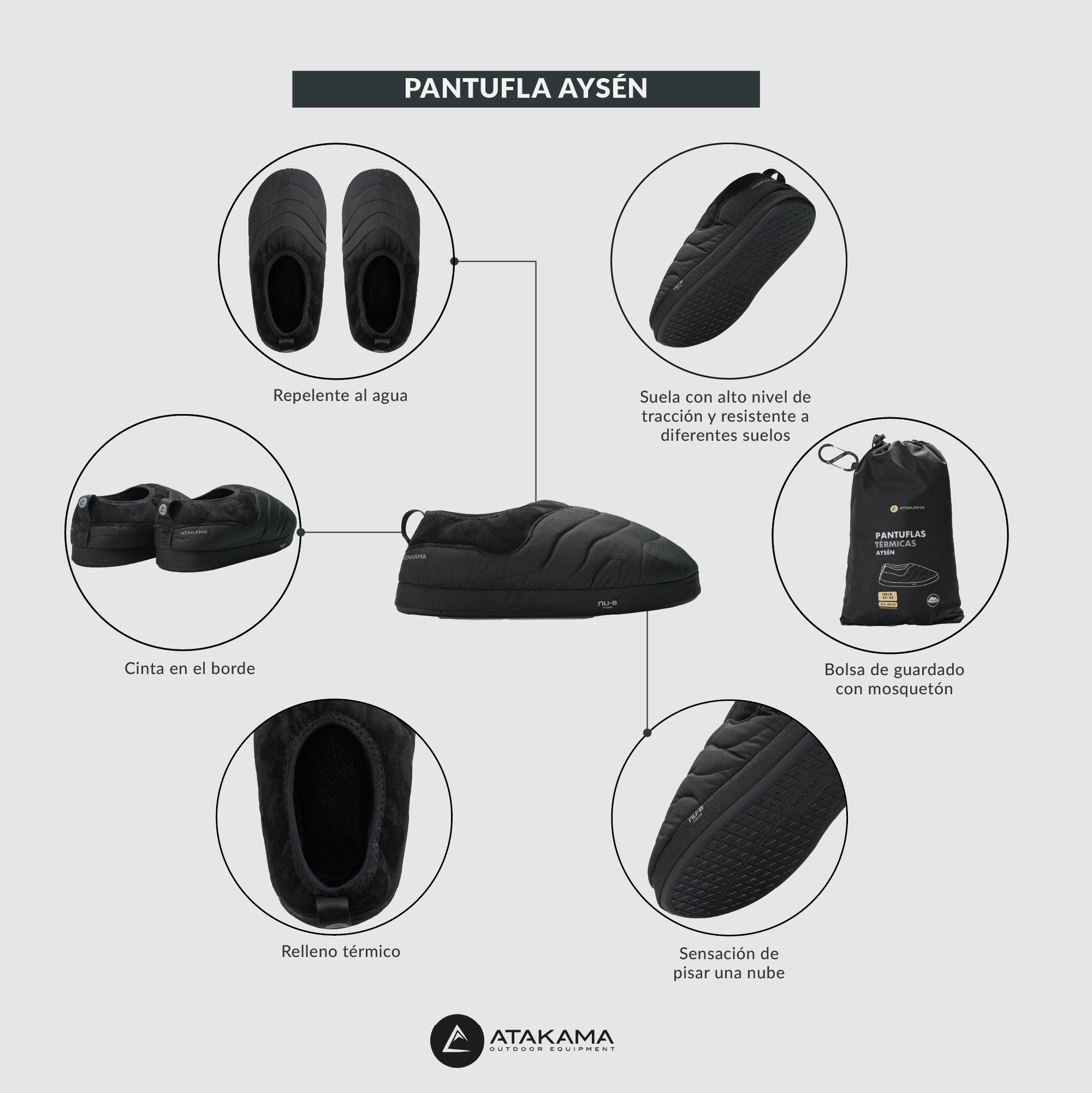 Pantuflas térmicas Aysen Nu-B Foam Negro