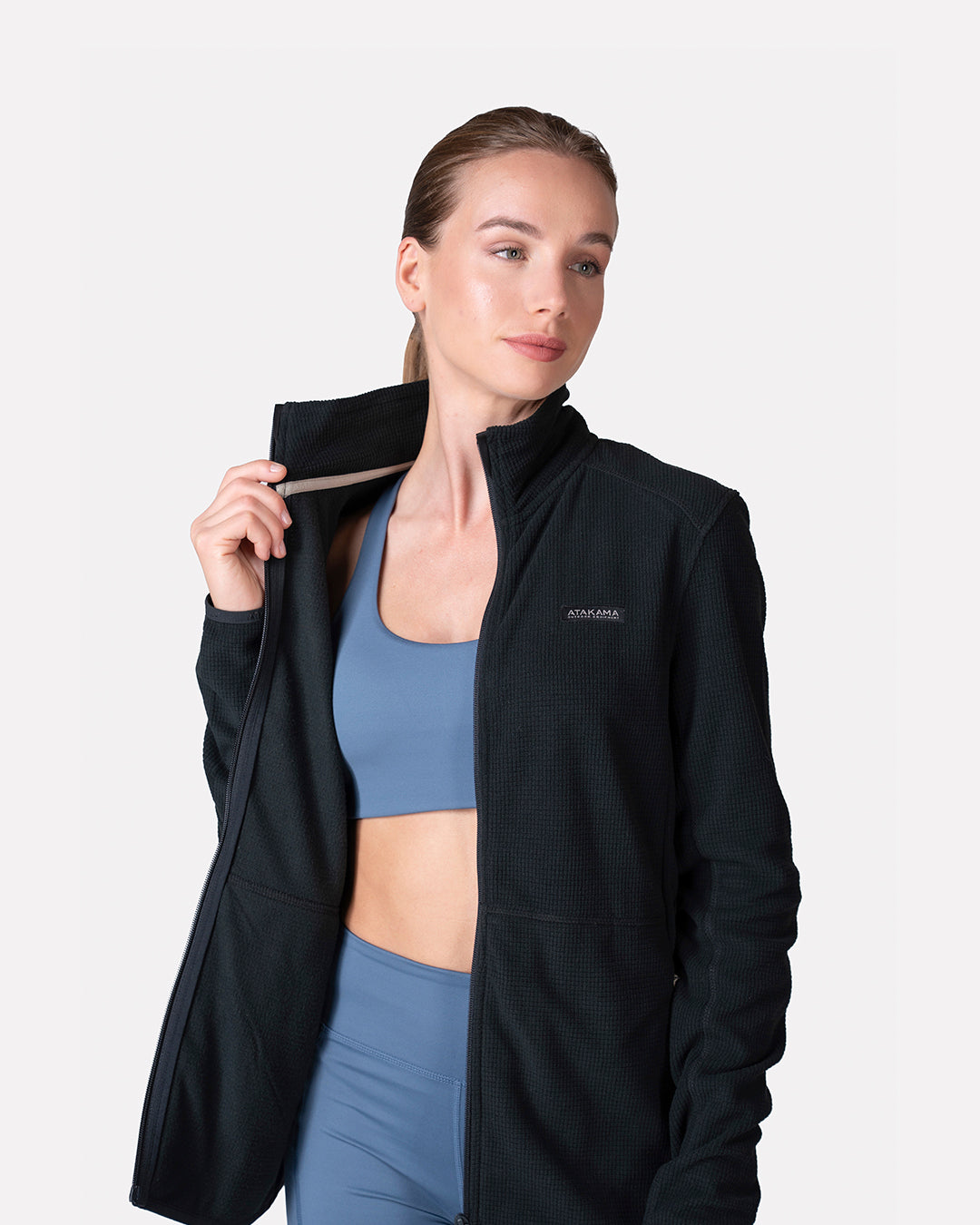 Polar Fleece Deportivo Terra Full Zip Mujer Negro