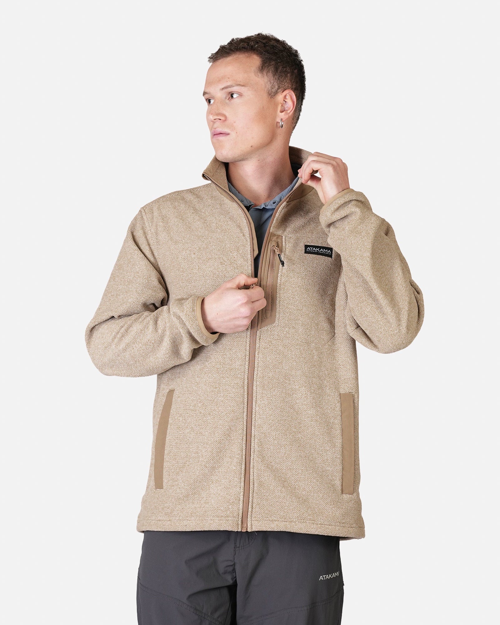 Polar Texturado Hombre Ventisquero Full Zip Café - Atakama Outdoor