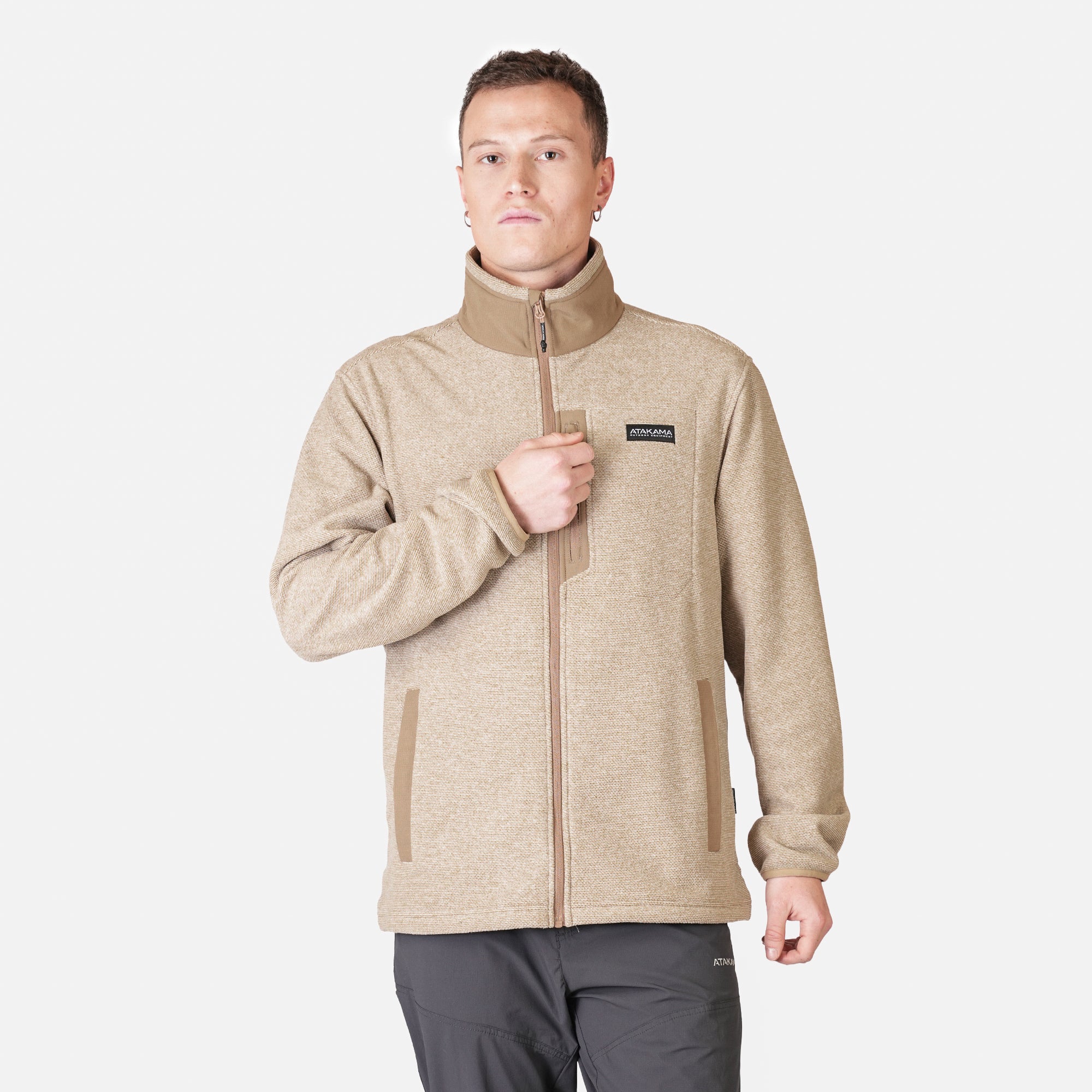 Polar Texturado Hombre Ventisquero Full Zip Café