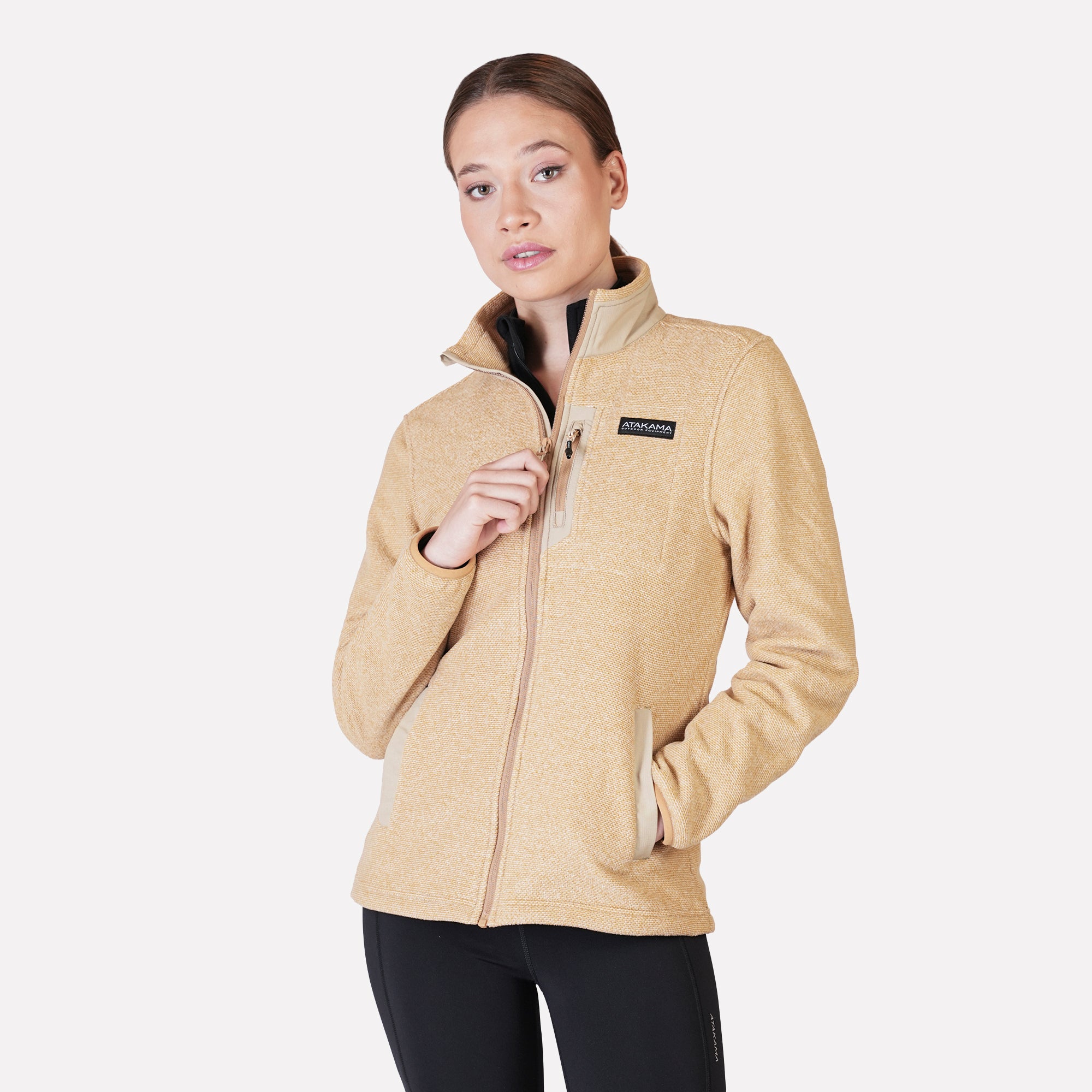 Polar Texturado Mujer Ventisquero Full Zip Beige