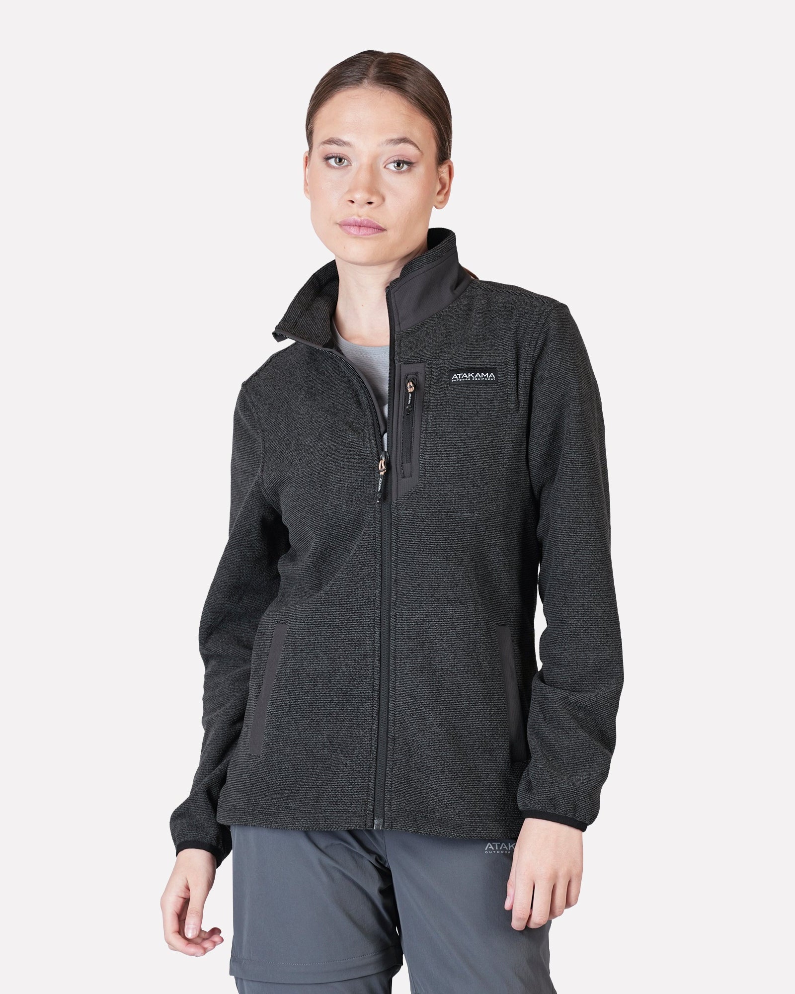 Polar Texturado Mujer Ventisquero Full Zip Gris - Atakama Outdoor