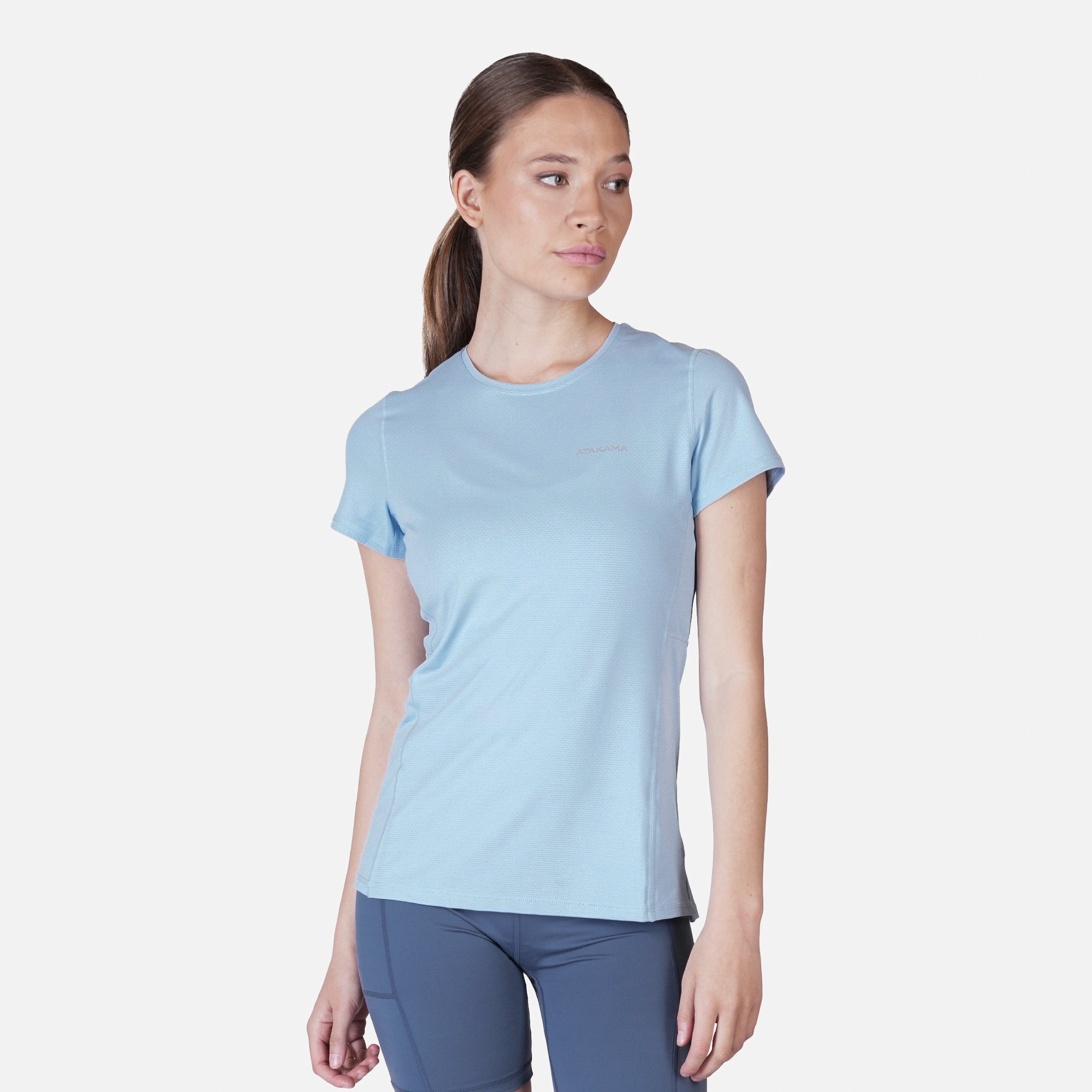 Polera deportiva Mujer Dinámica Dry Core Celeste