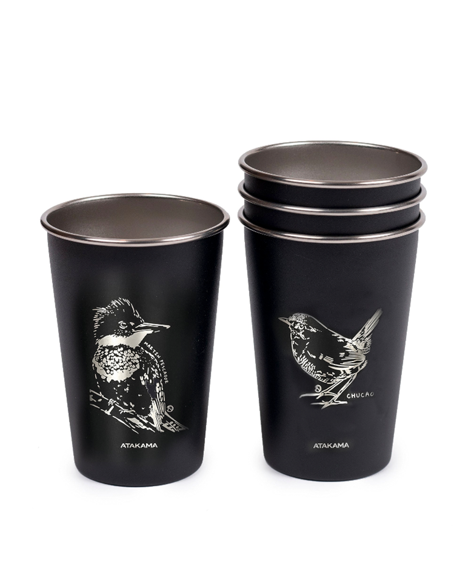 Set de 4 vasos aves chilenas 480 ml Negro