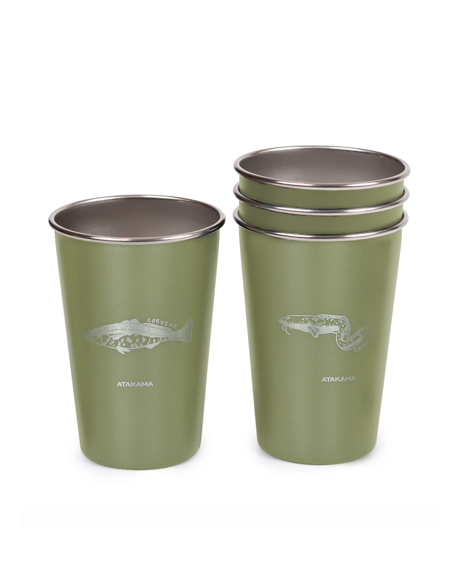 Set de 4 vasos peces chilenos 480 ml Verde