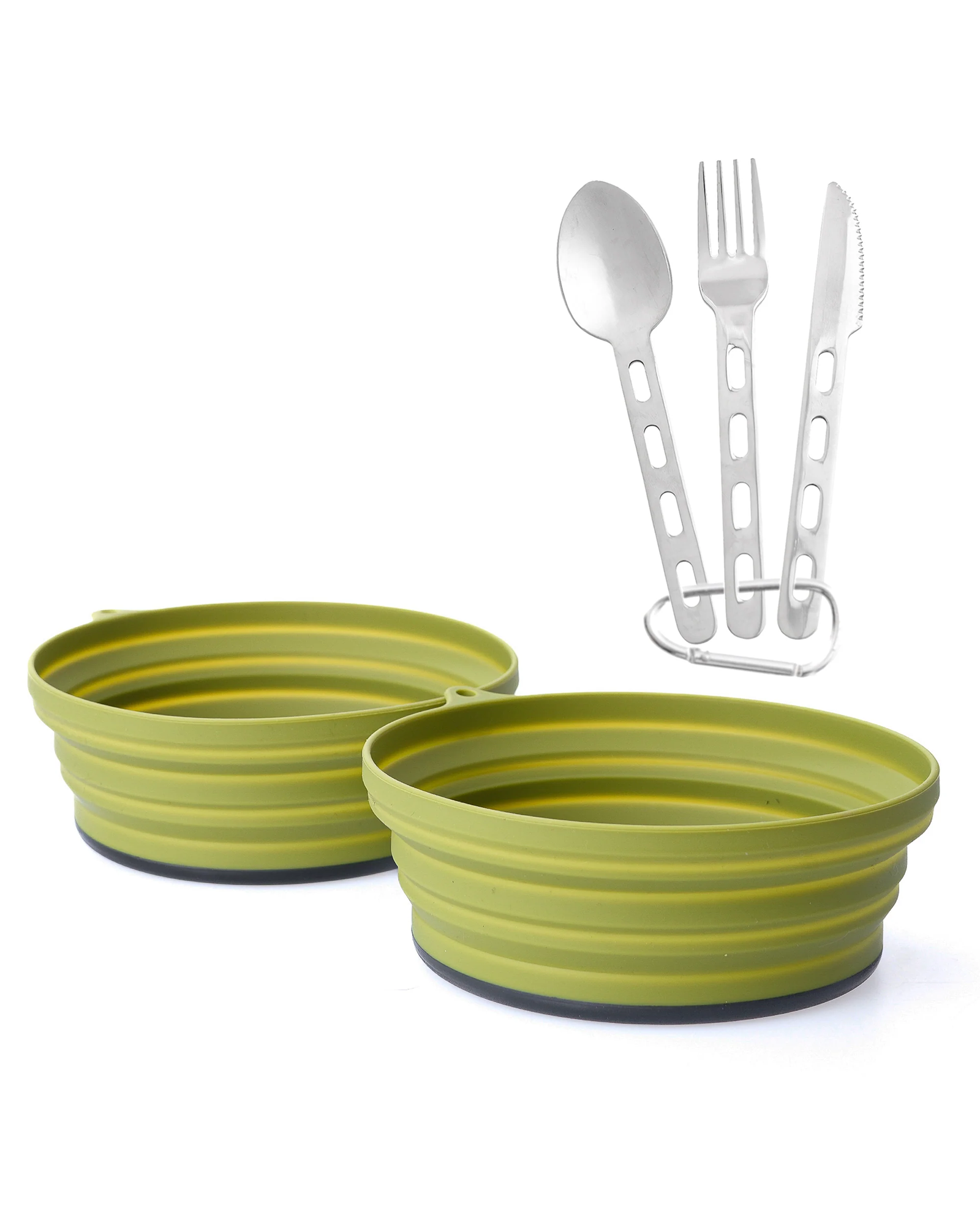 Set 2 Bowls compactables + Cubiertos Avellana