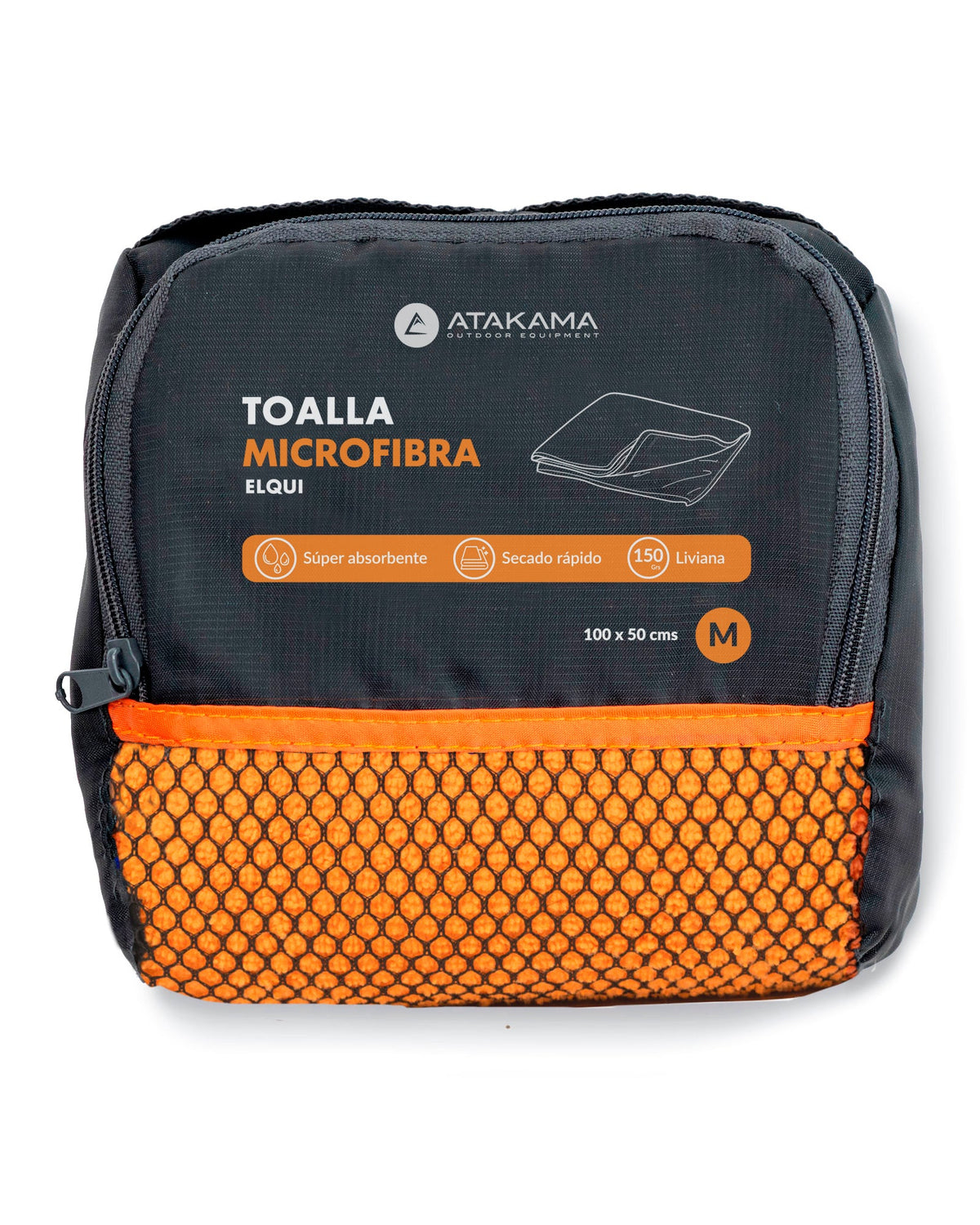 Toalla microfibra Elqui M Naranja - Atakama Outdoor