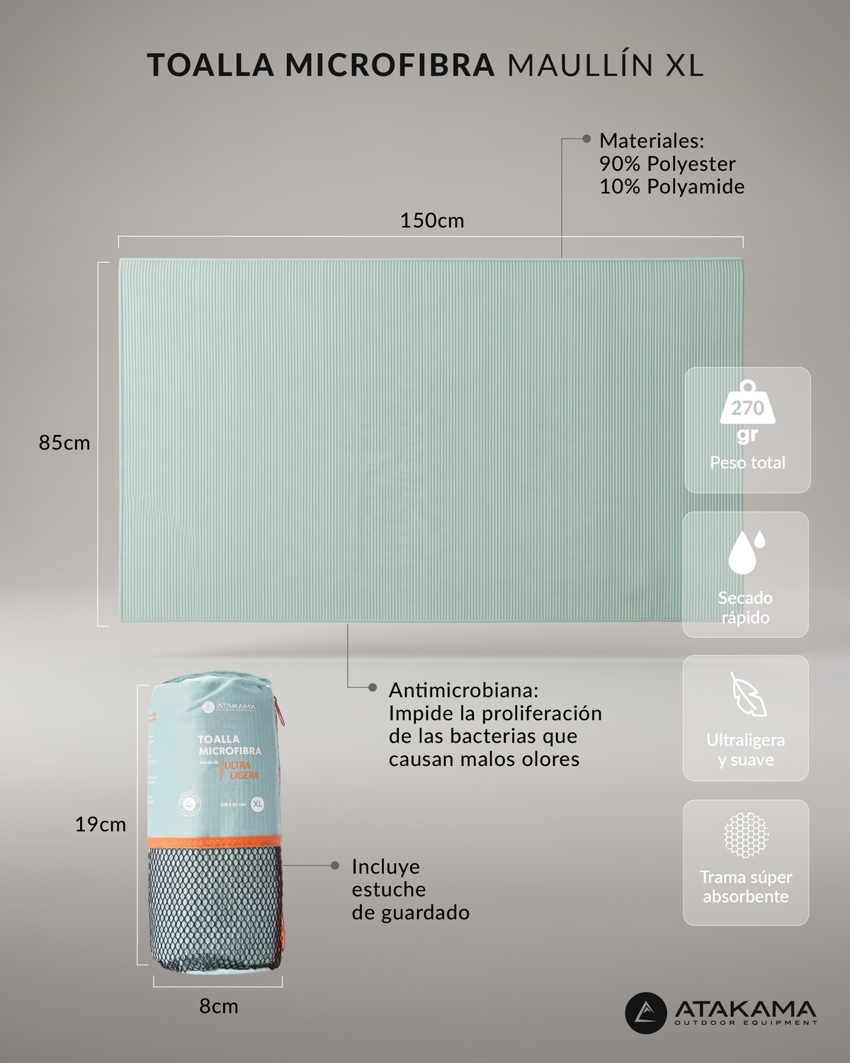 Toalla Microfibra Ultraligera Maullín XL