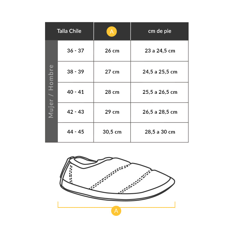 Talla m 2024 en pantuflas chile