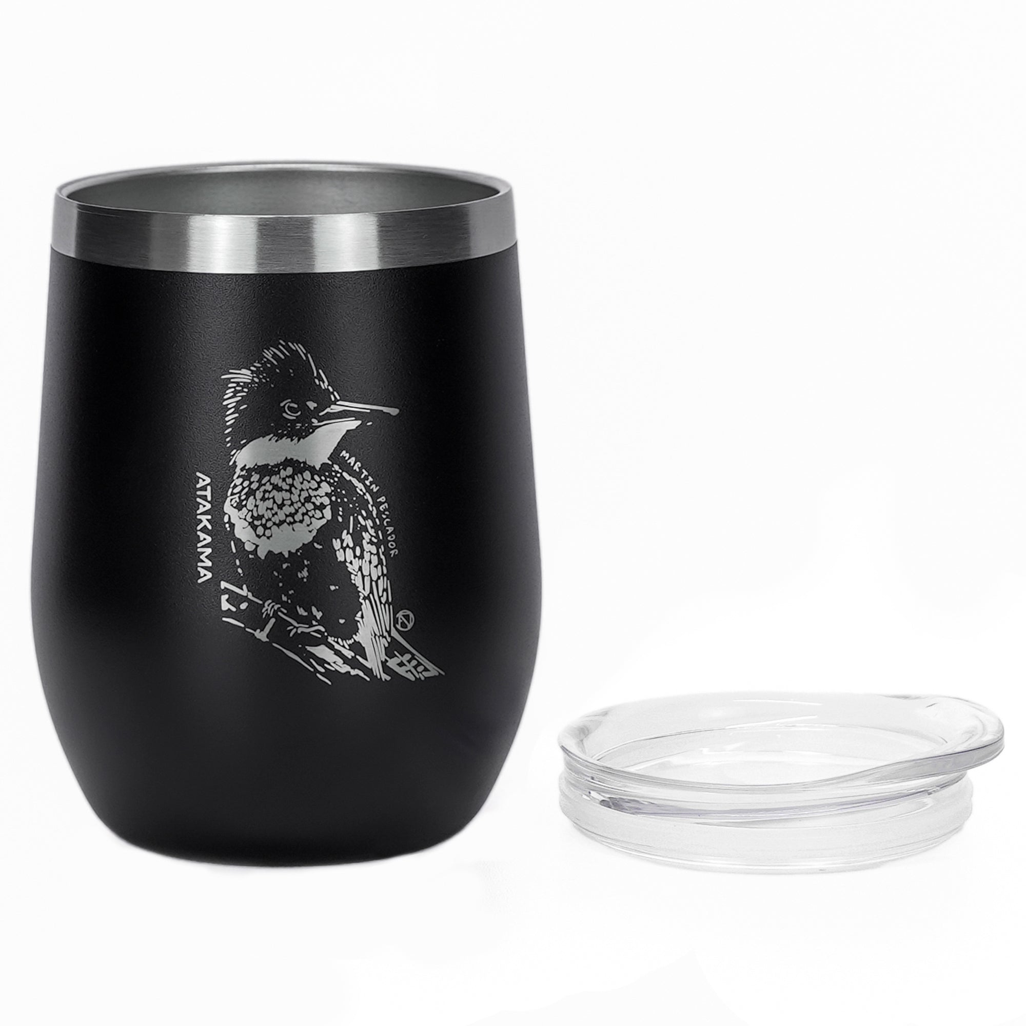 Vaso termico tapa negro ave martin pescador 350 mililitros Atakama Outdoor